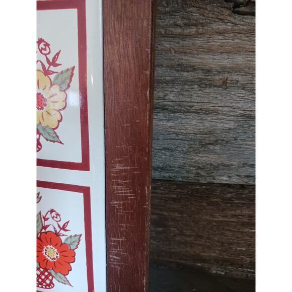 Vintage Wood Tile Floral Cheese Board Decor - Picture 3 of 4